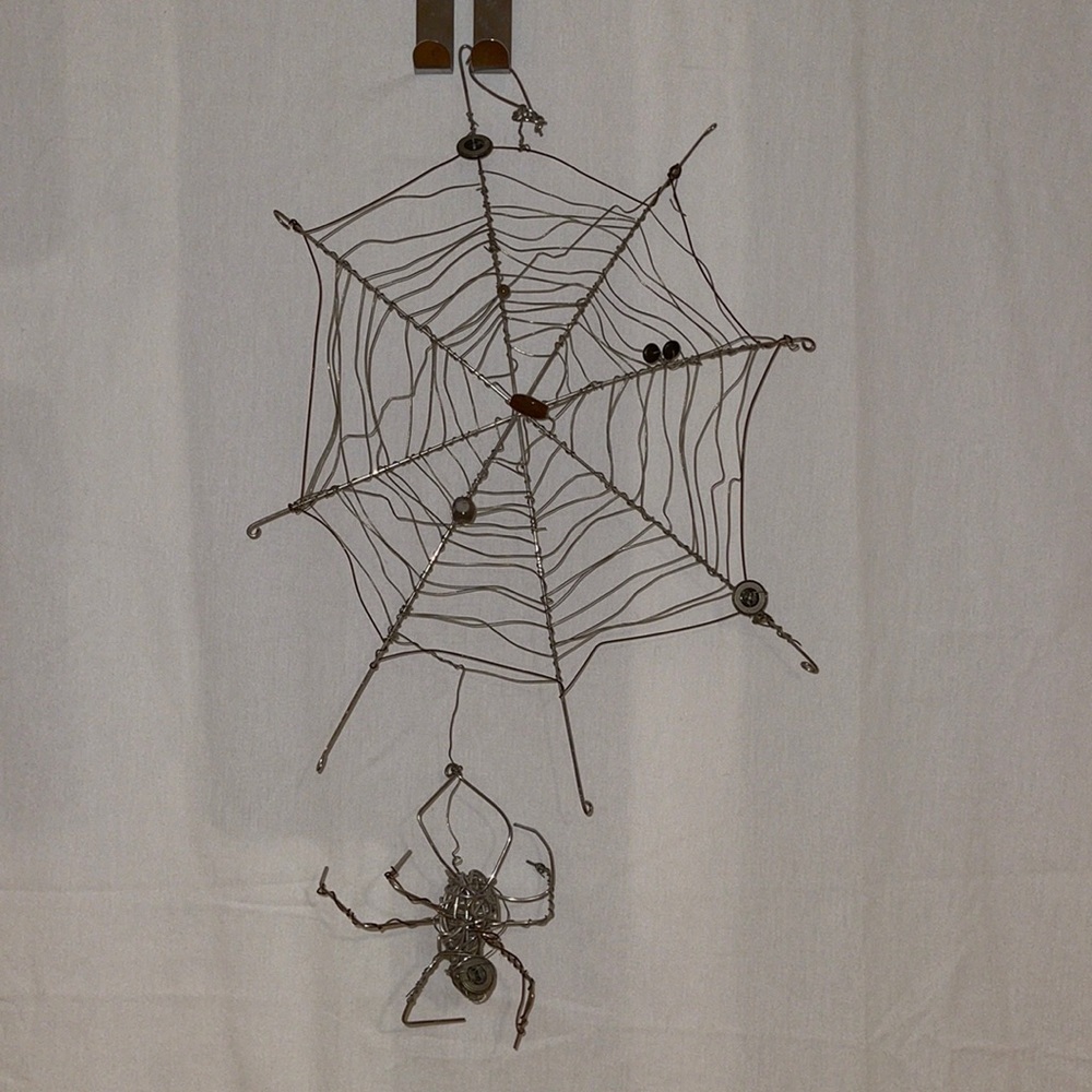 LAST CHANCE Wire Sculpture of Spider and Web